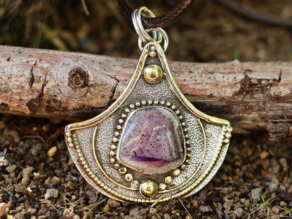 925 Pāgala Necklace Collection Super 23 Amethyst Pendant 925 Sterling Silver Pendant 18K Gold Plated  Gemstone Pendant. One of a kind!