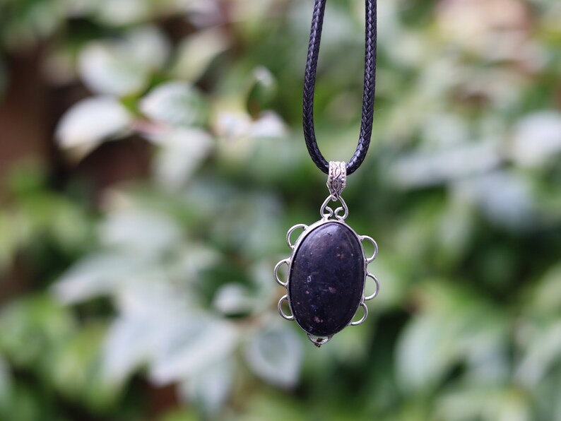 925 Pāgala Necklace Collection - Nuummite Gemstone Handmade 925 Sterling Silver Jewelry Pendant . 3 billion years old. One of a kind!