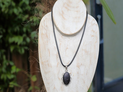 925 Pāgala Necklace Collection - Nuummite Gemstone Handmade 925 Sterling Silver Jewelry Pendant . 3 billion years old. One of a kind!