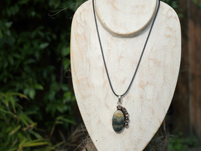 925 Pāgala Necklace Collection - Bumble Bee Jasper, Topaz Gemstone 925 Sterling Silver Jewelry Pendant. Pendant. One of a kind!