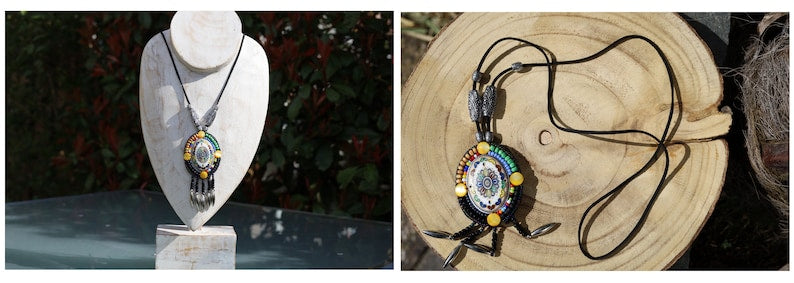 3D Design Handmade Braided Vintage Bohemian Necklace.New Ethnic Necklace Leather Necklace. High quality rhinestone beads.