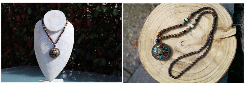3D Design Handmade Bohemian Necklaces. Stone, Rhinestone beads, wood, gemstones, copper alloy. Tibet, Nepal style!