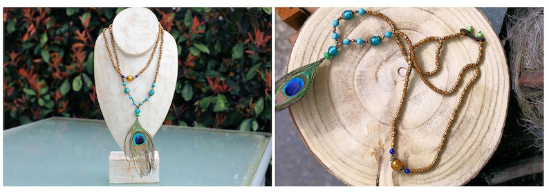 3D Design Handmade Bohemian Necklaces. Stone, Rhinestone beads, wood, gemstones, copper alloy. Tibet, Nepal style! (kopie)