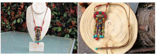3D Design Handmade Bohemian Necklaces. Stone, Rhinestone beads, wood, gemstones, copper alloy. Tibet, Nepal style!