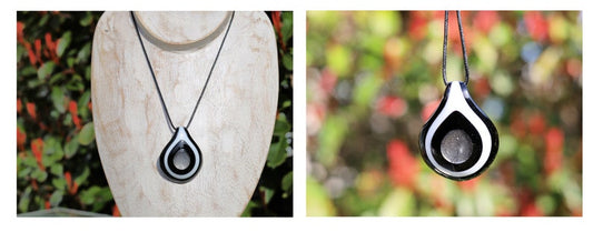 Murano-inspired twisted GLASS PENDANTS lampworks necklaces. The glass is handcrafted and hand-blown