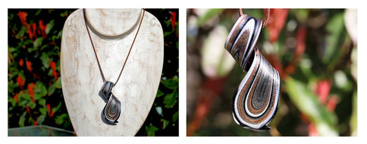 Murano-inspired twisted GLASS PENDANTS lampworks necklaces. The glass is handcrafted and hand-blown