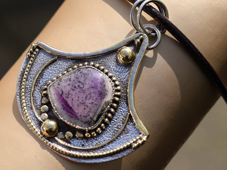 925 Pāgala Necklace Collection Super 23 Amethyst Pendant 925 Sterling Silver Pendant 18K Gold Plated  Gemstone Pendant. One of a kind!