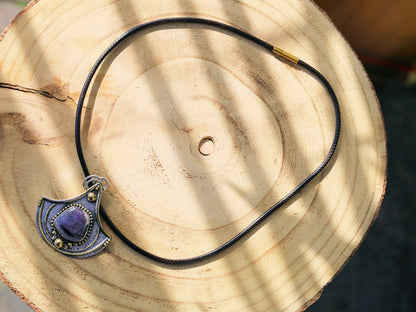 925 Pāgala Necklace Collection Super 23 Amethyst Pendant 925 Sterling Silver Pendant 18K Gold Plated  Gemstone Pendant. One of a kind!