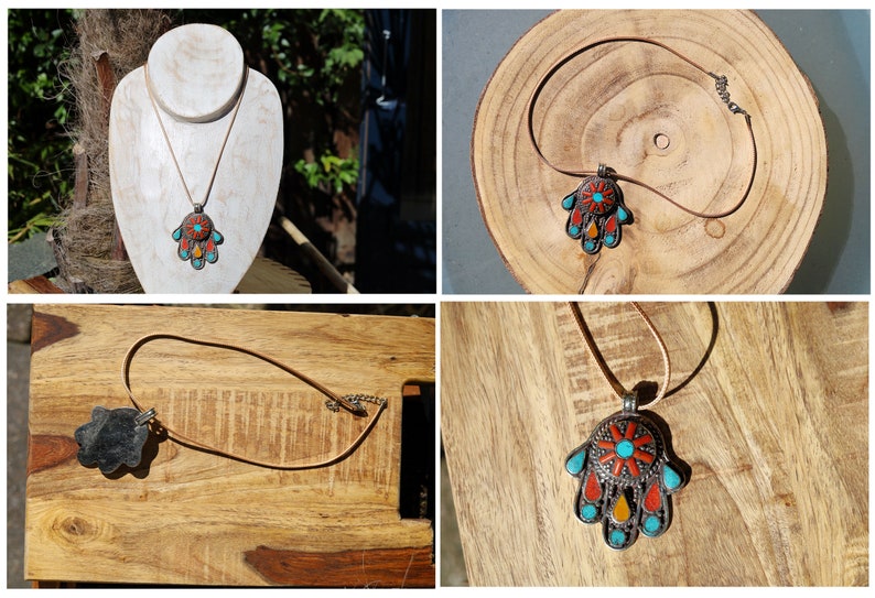 Coral Turquoise Native Tribal Ethnic Jewelry Tibet Tibetan Nepal OXIDIZED Silver 925