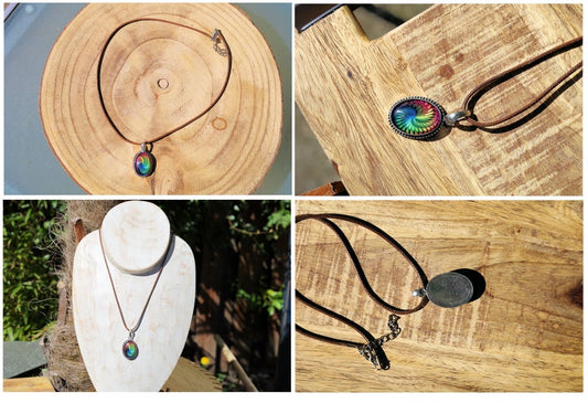 Silver pendant with mystic spiral/ glass from India. 925 stamp. The cord of the necklace is made of high-quality eco-friendly cotton wax