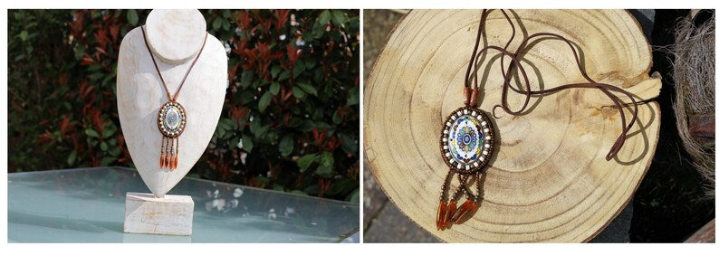 3D Design Handmade Braided Vintage Bohemian Necklace.New Ethnic Necklace Leather Necklace. High quality rhinestone beads.