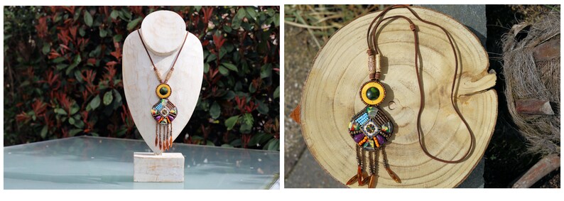 3D Design Handmade Braided Vintage Bohemian Necklaces. Stone, Rhinestone beads, wood, gemstones, copper alloy