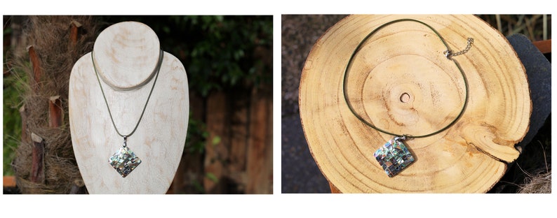 Special unique Mother-of-pearl and abalone necklaces. Heighten intuition, psychic sensitivity and imagination.
