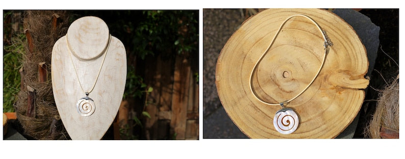 Natural Round Shell Pendant White Swirl Necklace Fashion Jewelry Mother of Pearl Shell Necklace