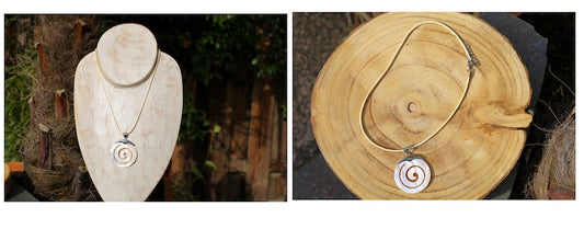 Natural Round Shell Pendant White Swirl Necklace Fashion Jewelry Mother of Pearl Shell Necklace