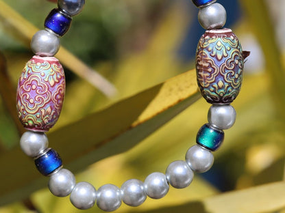 Color-changing Mood Mirāja collection. Glass Pearl Graphite . Impressive beads for special jewelry with Mirage Mood Persian Beauty Bead