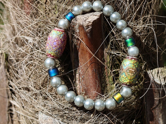 Color-changing Mood Mirāja collection. Glass Pearl Graphite . Impressive beads for special jewelry with Mirage Mood Persian Beauty Bead