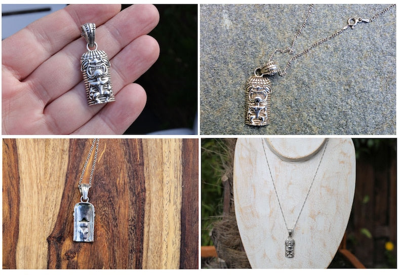 Totem 925 Sterling Silver Pendant Unisex Handmade Fine Jewelry. Setting Style
