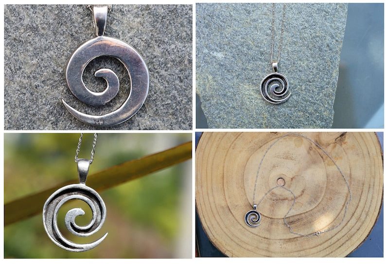 Sterling Spiral silver pendant - Stamped 925. Approximate weight 2.50 grams. Diameter 1.9cm (0.76 inches).