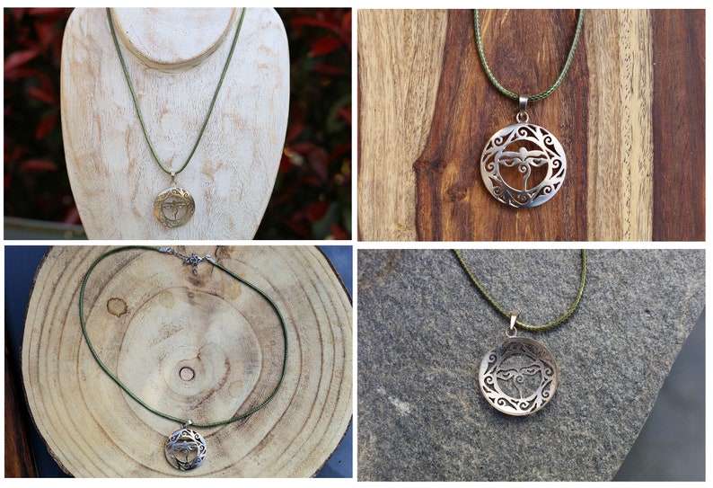 Sterling silver  ETHNIC TIBETAN Buddha Eye Peace Pendant Amulet Necklace Nepal. Size approx 30 mm x 30 mm