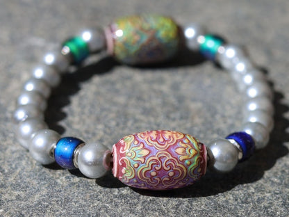 Color-changing Mood Mirāja collection. Glass Pearl Graphite . Impressive beads for special jewelry with Mirage Mood Persian Beauty Bead