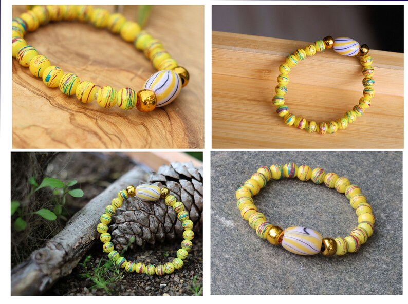 Glass Bead Coated Mix Colors Ø8 mm with Color Striped Pattern glass bead, Bead Painted. Total weight approx 16 gr.