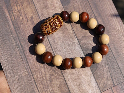Wooden Spiral bead combined with maple and hornbeam wood. Cultural or Spiritual Significance. a form of self-expression