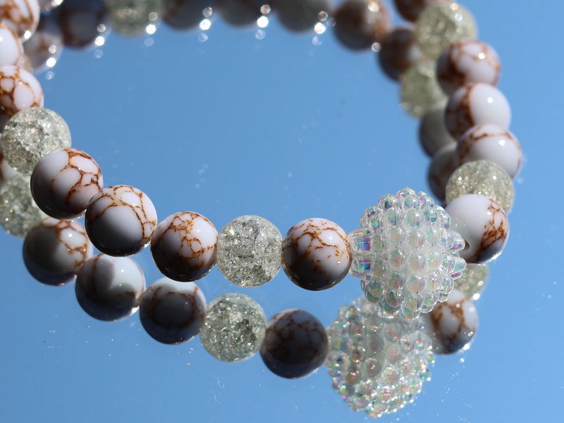 White Line Collection: White Snow Cracked Crystal Quartz with White Turquoise Gold Color Wire Pine . soap bubble