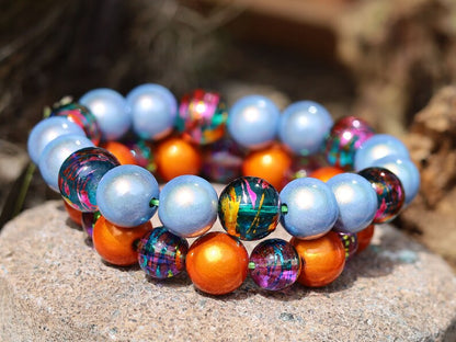 SET 3D Miracle beads bracelets. Bracelets festival, rave bracelets, parties, party, 3D miracle beads, 3D beads. Illusion beads.