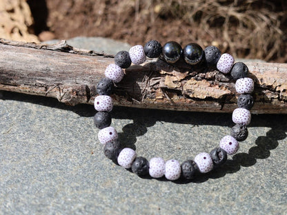 Super beads Leklai bracelet combined with Lava beads and Starmoon Bodhi Barrel beads.  Can be used as: Diffuser bracelets