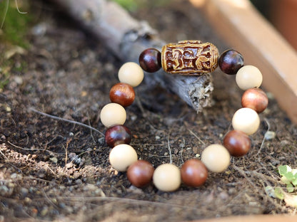 Wooden Spiral bead combined with maple and hornbeam wood. Cultural or Spiritual Significance. a form of self-expression