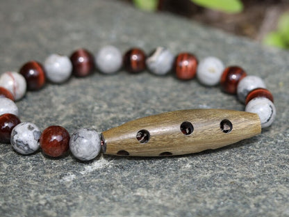 A beautiful large Horn bead with  Picasso Jasper  and red tiger eye beads. express your individuality and unique style.