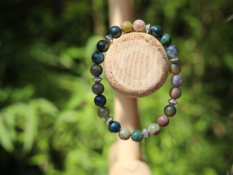 Multi-color Agate beaded bracelet. The combination of multiple colors in Agate beads symbolizes the interconnections of different energies