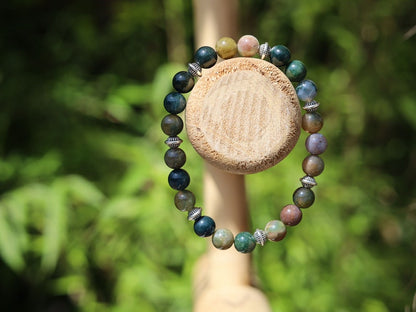 Multi-color Agate beaded bracelet. The combination of multiple colors in Agate beads symbolizes the interconnections of different energies