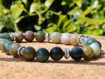 Multi-color Agate beaded bracelet. The combination of multiple colors in Agate beads symbolizes the interconnections of different energies