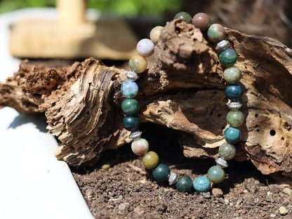 Multi-color Agate beaded bracelet. The combination of multiple colors in Agate beads symbolizes the interconnections of different energies