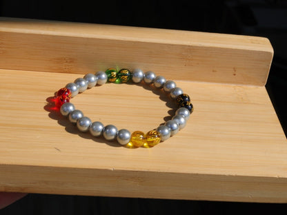 Glass Pearl Graphite  bracelet. Impressive beads for special jewelry with 4 color Agates Stone Six-character Mantra Carved.