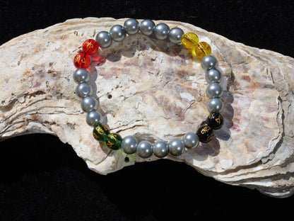 Glass Pearl Graphite  bracelet. Impressive beads for special jewelry with 4 color Agates Stone Six-character Mantra Carved.