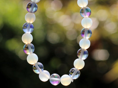 Cool Mystic Aura Quartz Beads with White opal bracelets. Mystic Aura Quartz can enhance spiritual growth, promote clarity of thought