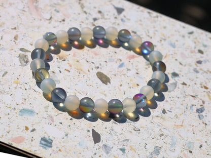 Cool Mystic Aura Quartz Beads with White opal bracelets. Mystic Aura Quartz can enhance spiritual growth, promote clarity of thought