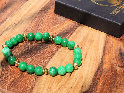 Natural Green Lace Jade with Tibetan Style Alloy Spacer Discs. is associated with balancing emotions, promoting harmony
