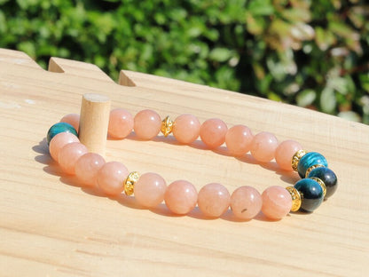 Multicolor Blue Tiger Eye Stone combined with captivating Sunstone. Blue Tiger Eye, also known as Hawk's Eye. improve communication
