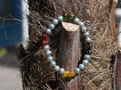 Glass Pearl Graphite  bracelet. Impressive beads for special jewelry with 4 color Agates Stone Six-character Mantra Carved.