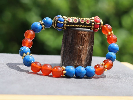 Blue Turquoise Shell Howlite beads and  Carnelian stones. Jewelry is a powerful way to express your individuality and unique style
