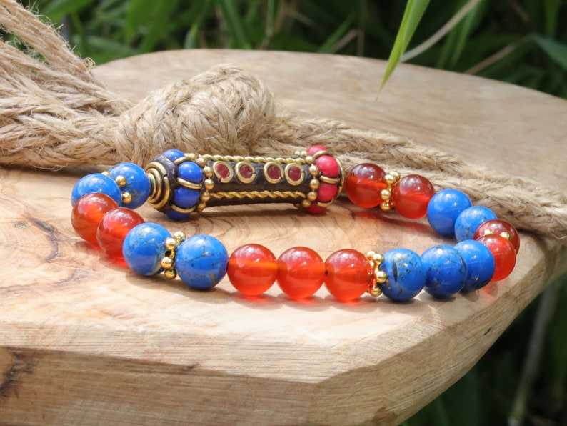 Blue Turquoise Shell Howlite beads and  Carnelian stones. Jewelry is a powerful way to express your individuality and unique style