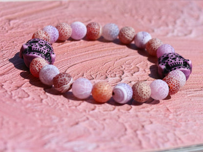 Purple and Red Frosted Fire Crackle Agate Beads Round Dyed Weathered Agate Beads