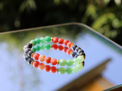 Top black,red and green Frosted Fire Crackle Agate bracelet with Tibetan Style Alloy Spacer Discs.The art of expressing your taste and style