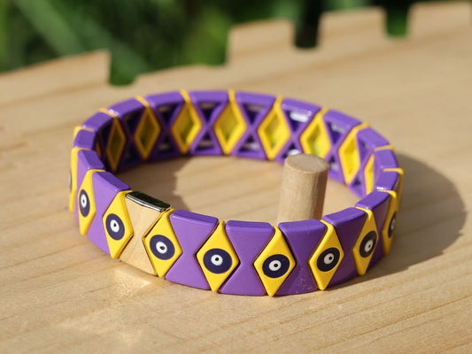 Various special Enamel Tile Bracelets, Enamel, Stretchy Tile Bracelet, Enamel Bracelet Ethnic Style Rainbow Color Matching. Evil Eye Bracelet&nbsp;