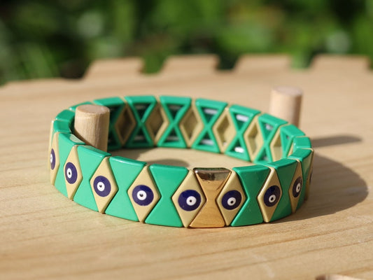 Various special Enamel Tile Bracelets, Enamel, Stretchy Tile Bracelet, Enamel Bracelet Ethnic Style Rainbow Color Matching. Evil Eye Bracelet&nbsp;