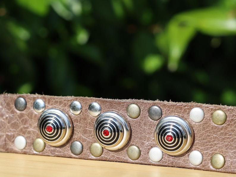 Brown Cuff Bracelet, Leather Bracelet, Wire-cable Chain, metal button leather Bracelet, brown Leather Wrap Bracelet, poppers/chunks/buttons